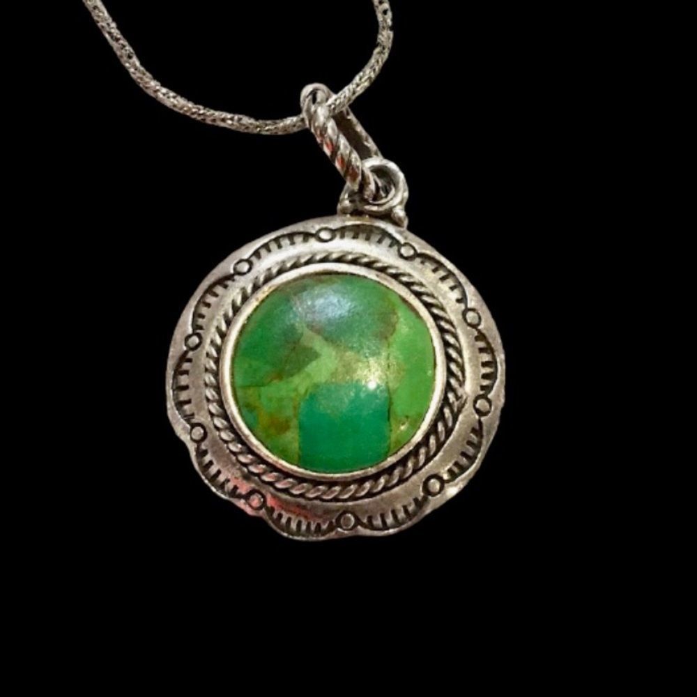 BARSE Green Turquoise Sterling Silver Necklace